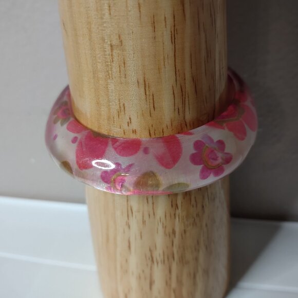 8 Inch Vintage Cute Pink Flower Bangle - Picture 4 of 11